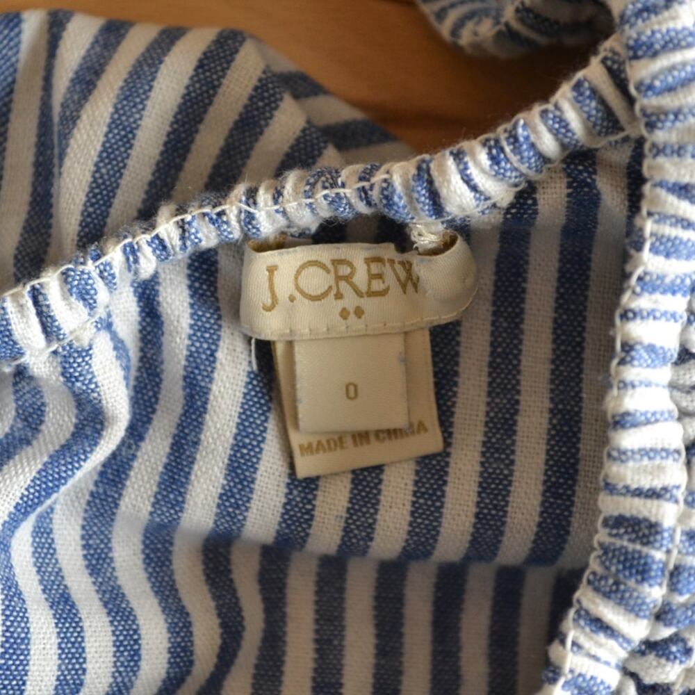 J Crew One Shoulder Striped Dress Blue White Size 0 - Picture 3 of 3